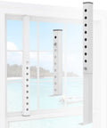 Adjustable Window Security Bars White 1 Piece Fits 9.8 to 16.7 Inch Easy Install Kid and Pet Safe Home Security Grille installed on window