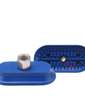 5 Piece Set Of Industrial Oval Suction Cups For Pneumatic Manipulators showing blue NBR rubber oval pad with nut for vacuum gripping.