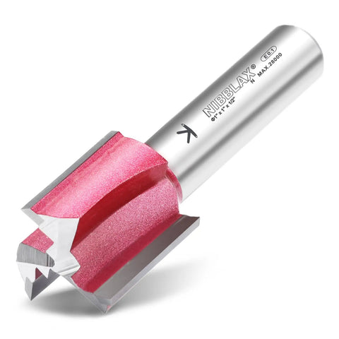 Heavy Duty Straight Router Bit Featuring Heat Treated Tungsten Carbide Blades for clean edge shaping and woodworking tasks.