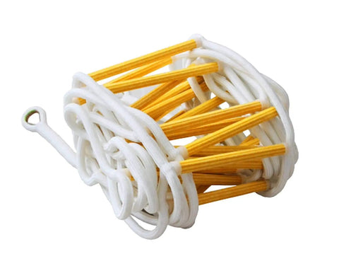 Coiled 32 Ft Fire Escape Rope Ladder For Four Story Homes With Spring Hooks and Safety Cord Emergency Escape Ladder