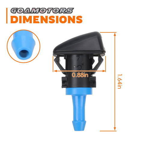 Set Of 2 Front Windshield Washer Jet Nozzles Sub Assembly 68024312AB showing dimensions for Chrysler 200 Dodge Avenger Challenger