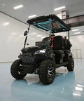 Sweet Setup Four Seater Electric Golf Cart With Powerful 48V Motor And Integrated Sunroof Black showcasing front view in modern interior.