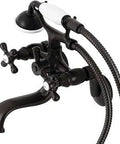 Oil Rubbed Bronze Wall Mount Tub Faucet With Hand Shower For Clawfoot Tubs, Solid Brass, No Drip Ceramic Disc Cartridge