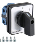 Heavy Duty 20A 660V Rotary Cam Changeover Switch, 2-Position 4-Terminal SZW26-20/C02.1 with screws, front view