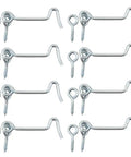 Top Shelf 8 Pack Zinc Coated Steel Window And Door Hooks Paired With Classic Eye Latches Includes Full Mounting Screws, 2.5 inch size.