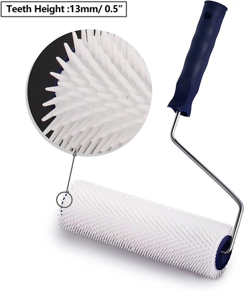 9 Inch Spiked Roller For Self Leveling Screed And Floor Coats, Aeration Latex Roller With 13mm Teeth Detail, Polyester Handle