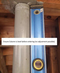 Fast Snap Column Enclosure Framing System Fits 3 To 4 Inch Round Pillars level check with a blue level tool next to a gray round column.