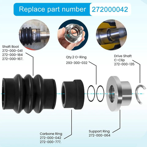 Carbon Seal Drive Line Rebuild Kit With Boot For PWC 1996 to 2007 Models exploded view showing parts and part numbers.