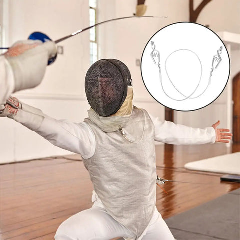 Pro Grade Fencing Cable Clips Set For Head Line And Body Cord Stainless Steel Clips For Adult Masks Foil Training Gear in use
