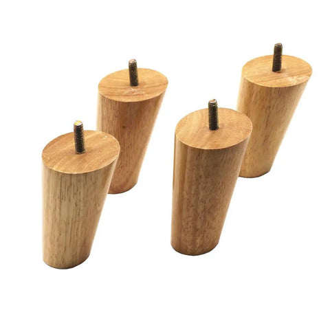 Four Inch Solid Rubber Wood Replacement Furniture Legs Set For Sofa Couch Chair Ottoman Loveseat Coffee Table Cabinet Built Tough Sturdy Slant Design Set Of Four.