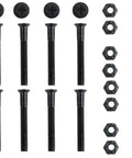 Skateboard Hardware Kit 1 1/8 Inch Phillips Nuts And Bolts 8 Piece Set Black For Trucks And Decks Built Tough Steel Fasteners