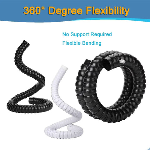 360 Degree Flexible Duct Arm With Hood For Lab Fume Extraction, showing articulated hose in black and white, coiled and bent.