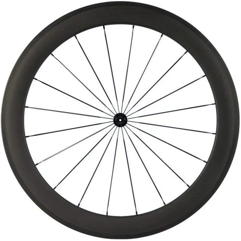 60mm Carbon Fiber Wheelset For 700c Clincher With 25mm U-Shape Rim, Basalt Brake Surface, Toray T700, V-Brake Upgrade front view