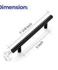 45 Pack Matte Black Stainless Steel Cabinet Pulls 7.38 Inch Length With 5 Inch Hole Center Dope Modern Kitchen Drawer Cupboard Handles For Cabinets Easy Install And Lasting Finish with dimensions