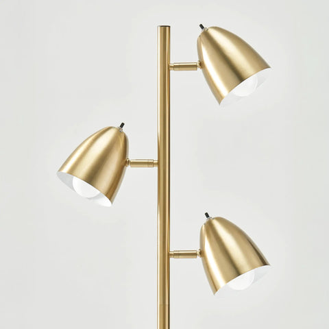 Tall LED Floor Lamp With Adjustable 3 Light Tree In Antique Brass Gold Finish For Living Rooms And Bedrooms Ultra Bright Lit Mood Lighting