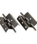 Two Pack Antique Bronze Cabinet Door Crown Hinges For Vintage Jewelry Box Or Wooden Chest, 8 Holes, 55mm By 51mm, Silent Smooth Pivot