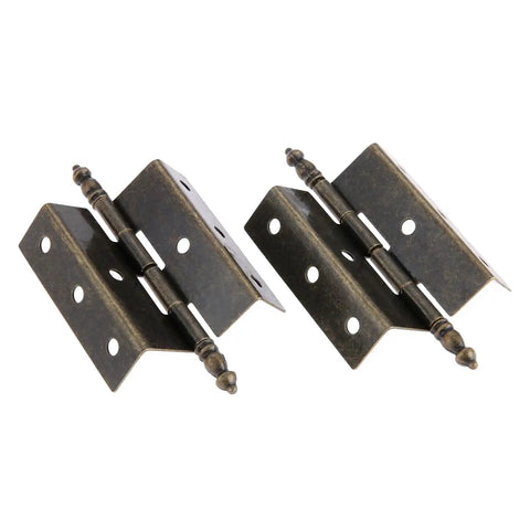 Two Pack Antique Bronze Cabinet Door Crown Hinges For Vintage Jewelry Box Or Wooden Chest, 8 Holes, 55mm By 51mm, Silent Smooth Pivot