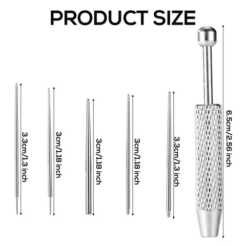 Product size diagram of Piercing Ball Grabber Tool For Changing Jewelry Stainless Steel Diamond Claw Tweezers with 3cm and 3.3cm pins
