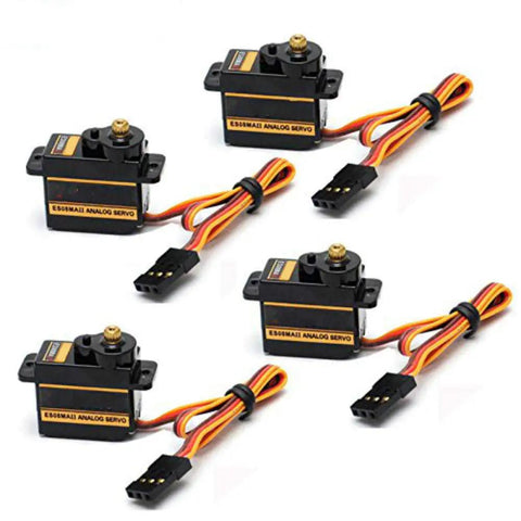 Four Pack ES08MA II 12g Mini Metal Gear Analog Servo Shockproof For RC Models with wires and connectors