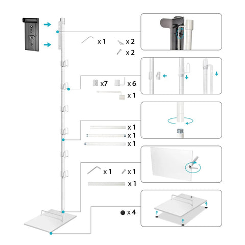 Assembly diagram for Cordless Vacuum Stand Docking Station With 6 Hooks For V15 Detect V11 V10 V8 V7 V6.