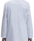 Back view of White Unisex Lab Coat With Roomy Fit For Over Clothes Size M Comfortable Medical Coat For Clinics And Labs