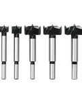 Pro Level Forstner Drill Bit Set 15Mm To 35Mm Round Shank Slick Cutting Hole Pioneers For Fine Woodworking Tough As Nails Heat Treated Alloy Steel Smooth Edge, five-piece set of drill bits.