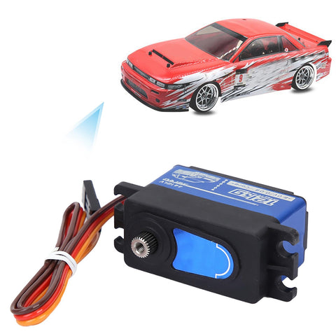 Robust 12Kg Digital Servo With Rugged Metal Gears For Remote Control Drift Cars Featuring High Core Motors and Slick Fast Reaction.