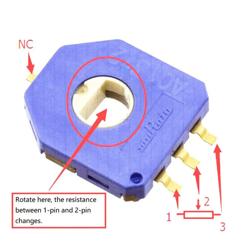 Rotation Angle Sensor Module SV01A103AEA01R00 with 10K potentiometer, showing rotation point and pin connections.