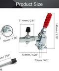 2 Pack Vertical Toggle Clamps 500 Lb Holding Capacity Quick Release Hard As Nails Workhorse Built Tough For Woodworking Jigs dimensions diagram showing size and features.