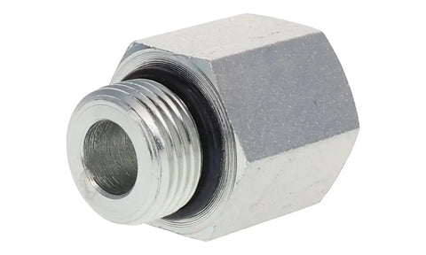 Model 6410-12-10 Reducer Expander Hydraulic Fittings Three Quarter Inch ORB Male To Five Eighths Inch ORB Female SAE O Ring Boss Adapters Carbon Steel Rugged Pro Grade High Pressure Connectors, carbon steel hydraulic adapter