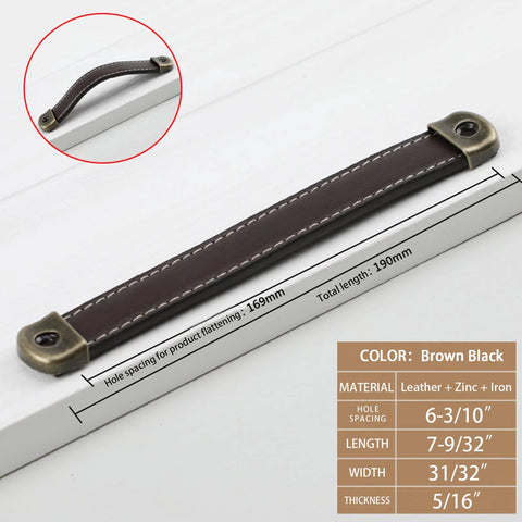 Leather Suitcase Luggage Pull Handles 2 Piece Set For Cabinets Dressers Drawers And Doors With Screws Black Brown Finish