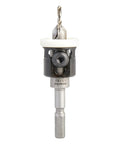 Slick Finishing Carbide Tipped 82 Degree Countersink Drill Bit With Adjustable Revolving Depth Stop For No Sweat Job Plug And Play Hybrid Hex Round Shank Compatible With Festool Centrotec 3 8 By 7 64 Inches, close-up showing hex shank and drill bit.