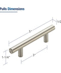 30 Pack 5 Inch Cabinet Pulls With 3 Inch Hole Centers Zinc Alloy Handles In Brushed Nickel Finish For Kitchen Cabinets.