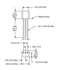 Technical diagram of a TO-92 transistor with measurements from Assorted TO92 Transistors Kit 300 Pcs With 30 Models NPN PNP General Purpose Bipolar Power Transistors In Individual Compartments For DIY Electronics Projects And Prototyping.