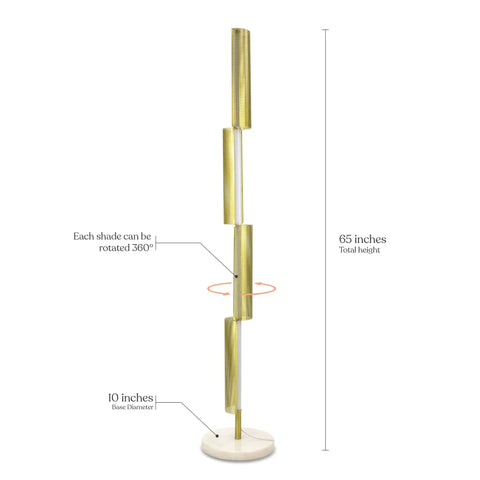Callie LED Floor Lamp 55 Inch Tall Industrial Style With Metal Grid Shade for Bedroom with marble base and adjustable shades