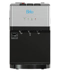 Countertop Bottleless Water Cooler Dispenser With Self Cleaning Filtration System, compact design with three spouts front view, Energy Star badge