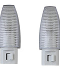 Set Of 2 Night Lights With On Off Switch UL Certified White Base Clear Top Wall Hugger Design Great For Bathroom Bedroom Hallway