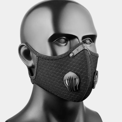 4 Pack Black Unisex Adjustable Reusable Sport Mask With 8 Carbon Filters And 8 Breathing Valves For Adult Outdoor Use