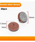 Heavy Duty Felt Floor Protectors For Wobbly Chair Legs And Tables Slick Glide Shields, 30pcs, 28mm diameter, brown pads.