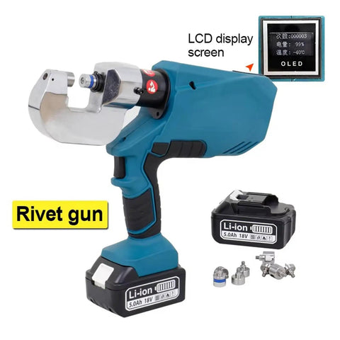 Yunding Aluminum Auto Body Riveting Machine with LCD display and battery, ideal for sheet metal joining.