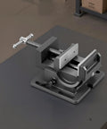 Tilting Woodworking Vise With 4.25 Inch Jaw 0To90 Degree Tilt Beefy Cast Iron Bench Vise For Benchtops Or Drill Presses Portable Workbench Vice With Anti Slip Jaws And 7kN Clamping Power Black on a workbench.
