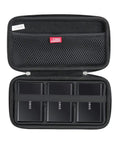 Rugged Travel Case For Samsung T7 And T7 Touch Portable SSD 1TB 2TB 500GB USB 3.2 External Solid State Drive, EVA Protective Case For Up To Three Drives, Black, showing three SSDs inside.