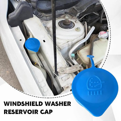 Two Pack Windshield Washer Fluid Reservoir Cap Replacement For Honda Civic CRV Accord Fit CRX Del Sol 1986 1996 2002 2006 OEM 38513 SB0 961 76802 SN7 G05 Durable Auto Tank Cap Easy Install And Long Lasting Seal in blue, shown installed on engine compartment.