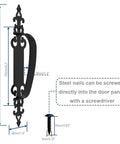 Dimensional drawing of handle from Vintage Door Handles And Hinge Set For Carriage House And Barn Doors Sliding Barn Door Hardware Kit