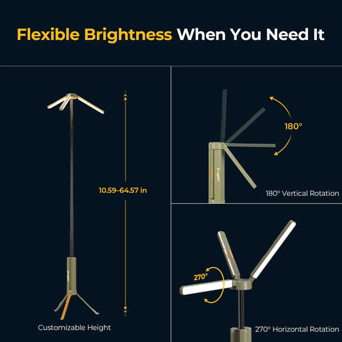 Upgraded Telescopic Camping Light With 15600mAh Battery Rotatable Lantern Collapsible Outdoor Light, adjustable height and rotation.