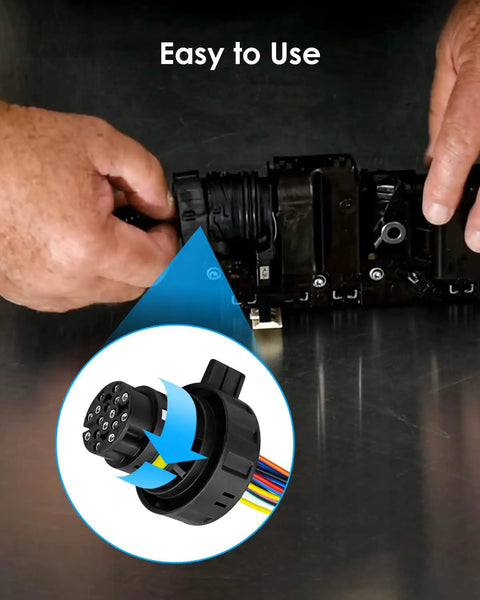 Hands using Chevy GMC External Harness Repair Kit For 6L80E 6L90E Transmissions And 6R60 6R80 6R75 With TCM T43 Wiring Connector
