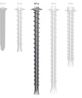 Close-up of SP12-38 Zinc Plated Steel Asphalt Anchors with 2000 lb pull rating for securing outdoor structures on asphalt.