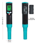 Front and side view of 2 In 1 Soil EC And Temperature Meter With IP67 Waterproof Probe Portable Digital EC Tester For Gardeners And Farmers