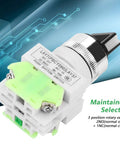 20X31 220V 5A Three Position Maintained Selector Self Locking Rotary Switch With Two NO And One NC Contacts Built To Last And Ready For Control Panels And Electronics Projects, white plastic body
