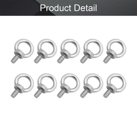 Beefy Heavy Duty Screw Bolt Lifting Eye Bolt Kit M10 Stainless Steel 304 Ring Eye Bolts For Hanging 4 Pack Weatherproof Rust Resistant Outdoor Rigging, 4 bolts